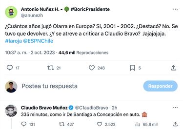 Bravo no perdona a Olarra y lo ningunea sin filtro en redes: “Como ir de Santiago a Concepción...”