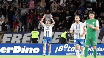 Waldo, celebrando su gol ante el Huesca en el Alcoraz.