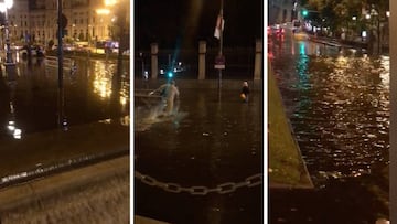 El diluvio nocturno que cayó en Madrid dejó zonas anegadas: ver el estado de Cibeles así, impacta