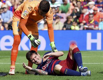 Fecha: 26-09-2015 | Partido: Barcelona - Las Palmas | Lesión: Rotura del ligamento colateral interno de la rodilla izquierda.
