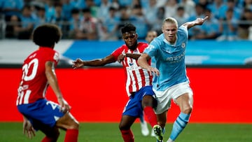 Thomas Lemar, durante el partido entre el Atlético y el Manchester City.