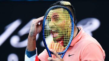 Nick Kyrgios celebra un punto durante su partiod ante Rafa Nadal en el Open de Australia 2020.