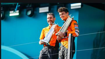 Stella celebrando la primera victoria de Norris