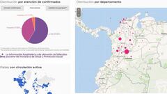 Mapa del coronavirus en Colombia