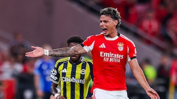 Lisbon (Portugal), 27/08/2025.- Benfica's Richard Rios gestures during the UEFA Champions League play-offs second leg soccer match between SL Benfica and Fenerbahce SK, in Lisbon, Portugal, 27 August 2025. (Liga de Campeones, Lisboa) EFE/EPA/JOSE SENA GOULAO