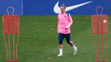 Griezmann, en el entrenamiento previo al encuentro ante el Real Madrid.