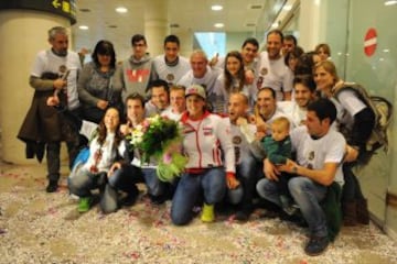 Llegada de Laia Sanz al aeropuerto del Prat después de quedar novena en el Dakar 2015