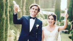 Antoine Griezmann y Erika Chopenera el día de su boda.