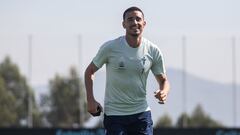 Thiago Galhardo durante un entrenamiento con el Celta.