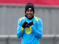 Lamine, en el entrenamiento de este sábado.