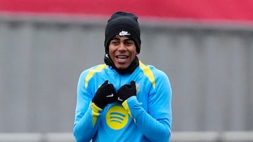 Lamine, en el entrenamiento de este sábado.