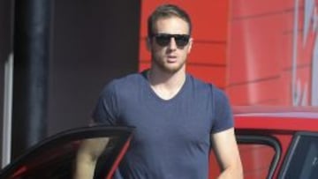 Oblak, al llegar para someterse a dos horas de trabajo.