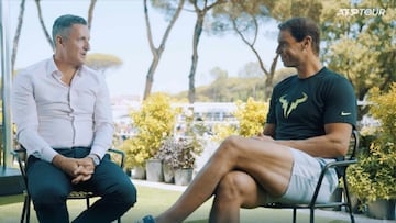 El presidente de la ATP Andrea Gaudenzi y el tenista español Rafa Nadal, durante una entrevista para la ATP sobre el proyecto OneVision.