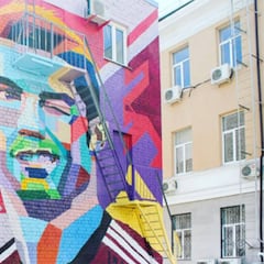 El mural de Cristiano que le da la bienvenida en Rusia