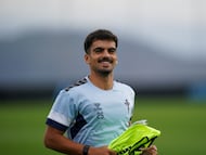El mediocentro Damián Rodríguez, durante un entrenamiento del Celta.