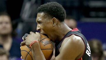 CHARLOTTE, NC - APRIL 29: Josh Richardson #0 of the Miami Heat reacts after a call against the Charlotte Hornets during game six of the Eastern Conference Quarterfinals of the 2016 NBA Playoffs at Time Warner Cable Arena on April 29, 2016 in Charlotte, North Carolina. NOTE TO USER: User expressly acknowledges and agrees that, by downloading and or using this photograph, User is consenting to the terms and conditions of the Getty Images License Agreement. (Photo by Streeter Lecka/Getty Images) ORG XMIT: 629954677 ORIG FILE ID: 526233052