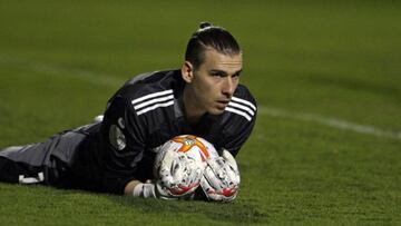 Andriy Lunin, en el Alcoyano-Real Madrid de Copa de esta temporada.