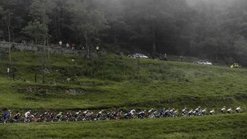 El pelotón rueda durante la 12ª etapa del Tour de Francia con final en Peyragudes.