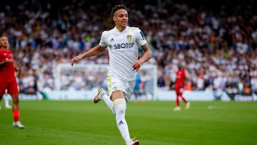 Rodrigo Moreno, jugador del Leeds United, durante el partido de Premier League ante el Liverpool.