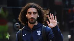 Soccer Football - Premier League - Brentford v Chelsea - Brentford Community Stadium, London, Britain - October 19, 2022 Chelsea's Marc Cucurella arrives at the stadium before the match Action Images via Reuters/Andrew Boyers EDITORIAL USE ONLY. No use with unauthorized audio, video, data, fixture lists, club/league logos or 'live' services. Online in-match use limited to 75 images, no video emulation. No use in betting, games or single club /league/player publications.  Please contact your account representative for further details.