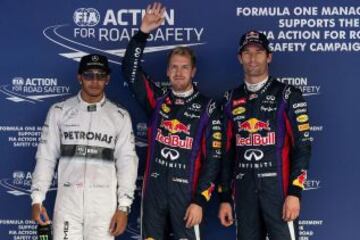 Lewis Hamilton, Sebastian Vettel y Mark Webber.