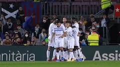 Luis Rioja celebra el gol ante el Bar&ccedil;a.