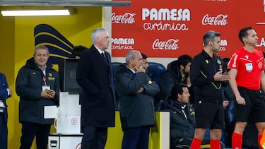 Ancelotti, durante el partido entre el Villarreal y el Real Madrid.