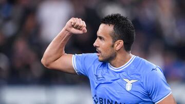 Pedro of SS Lazio celebrates after scoring second goal during the UEFA Europa League match between SS Lazio and SK Sturm Graz at Stadio Olimpico, Rome, Italy on 13 October 2022. (Photo by Giuseppe Maffia/NurPhoto via Getty Images)