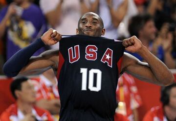 (FILES) In this file photo taken on August 24, 2008 USA's Kobe Bryant celebrates at the end of the men's basketball gold medal match Spain against The US of the Beijing 2008 Olympic Games at the Olympic basketball Arena in Beijing. - NBA legend Kobe Bryan