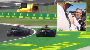 El toque y la posterior bronca entre Hulkenberg y Magnussen en Hungría.