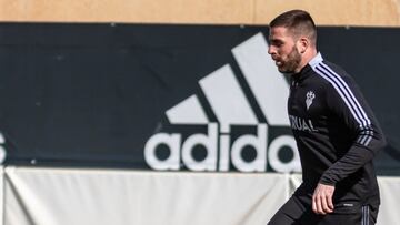 Rafa Gálvez, jugador del Albacete Balompié, durante una sesión de entrenamiento.