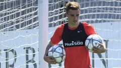 Griezmann, en un entrenamiento con el Atlético.