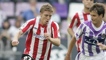 Iker Muniain, en el partido ante el Valladolid en el que marcó su primer gol en Primera (ahora, LaLiga Santander).