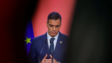 Spain's Prime Minister Pedro Sanchez speaks during the "Spain-Africa 2025-2028, a strategic relation" event at Moncloa Palace in Madrid, Spain, December 5, 2024. REUTERS/Susana Vera