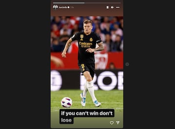 Kroos subió una story a su Instagram tras el partido con el que podría aludir veladamente al arbitraje en el Pizjuán.