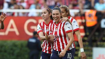 Adriana Iturbide celebrates her goal 2-1 of Guadalajara during the game Guadalajara vs Atlas, corresponding to Round 08 of the Torneo Clausura 2023 of the BBVA MX Womens League, at Akron Stadium, on March 05, 2023.
<br><br>
Adriana Iturbide celebra su gol 2-1 de Guadalajara durante el partido Guadalajara vs Atlas, Correspondiente a la Jornada 08 del Torneo Clausura 2023 de la Liga BBVA MX Femenil, en el Estadio Akron el 05 de Marzo de 2023