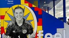 Catalina Pérez es una de las que aparece como figura en los murales del espacio de la Conmebol en Sídney.