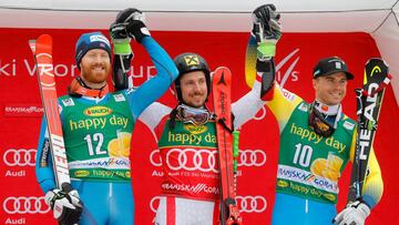 Leif Kristian Haugen, Marcel Hirscher y Matts Olsson.