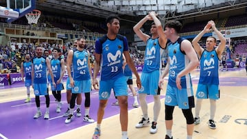 Los jugadores del Movistar Estudiantes celebran su pase a la Final Four.