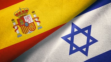 Israel and Spain flag together realtions textile cloth fabric texture
