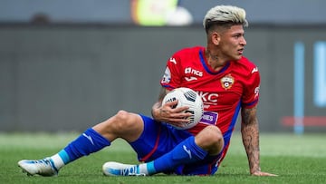 Jorge Carrascal en un partido del CSKA Moscú.