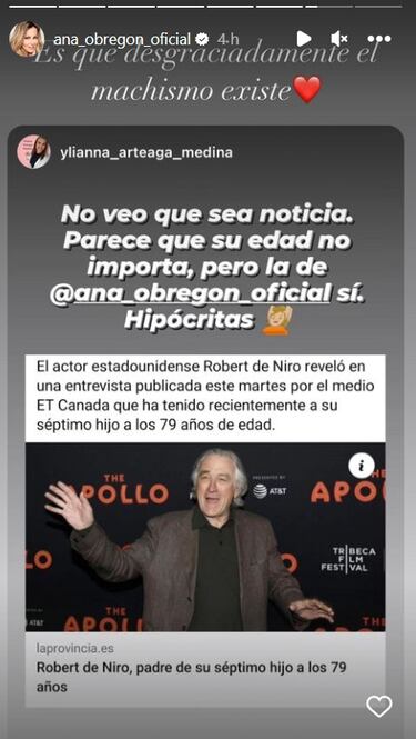 La reaccin de Ana Obregn a la paternidad de Robert de Niro con 79 a?os