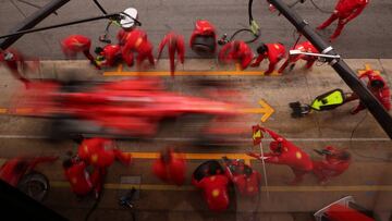 F1 Formula One - Formula One Test Session - Circuit de Barcelona-Catalunya, Montmelo, Spain - March 1, 2018 Sebastian Vettel of Ferrari in the pits during testing REUTERS/Albert Gea