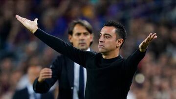 FC Barcelona head coach Xavi Hernandez reacts during the UEFA Champions League match, group C between FC Barcelona and Inter Milan played at Spotify Camp Nou Stadium on October 12, 2022 in Barcelona, Spain. (Photo by Colas Buera / Pressinphoto / Icon Sport)