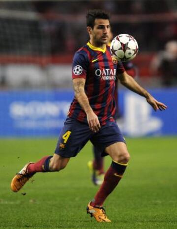 Cesc Fabregas del Barcelona durante el partido de Champions League entre el Ajax y el FC Barcelona en el estadio Amsterdam Arena