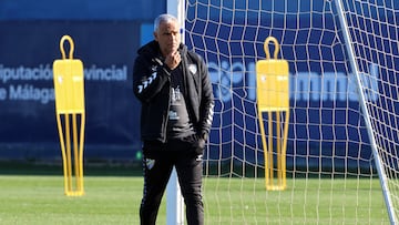 Sergio Pellicer, durante un entrenamiento con el Málaga.