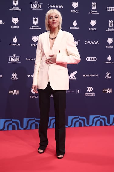 La actriz, Silma López, en la alfombra roja de los Premios Feroz 2026, en el Pazo da Cultura, en Pontevedra, Galicia. 