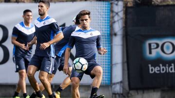 Óscar Melendo, durante un entrenamiento con el Espanyol.