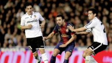 Xavi fue sustituido en el minuto 90 del partido contra el Valencia.