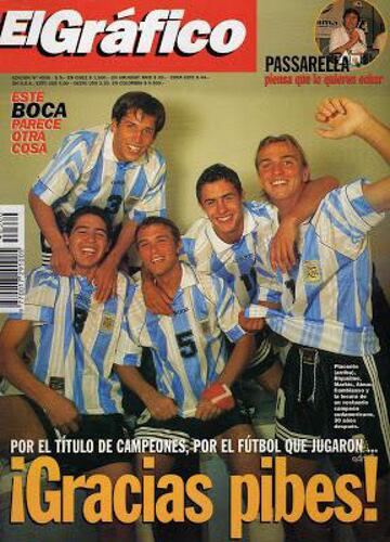 Portada de 1997. Dedicada a la selección sub-20 campeona del mundo. En ese equipo destacaban Riquelme, Aimar, Cambiasso...